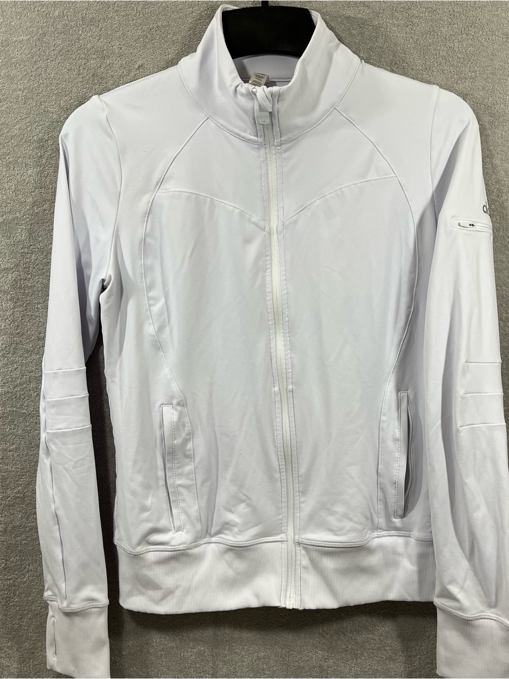 Alo Yoga White Contour Full Zip Jacket Medium Thumbhole Athletic Track Jacket